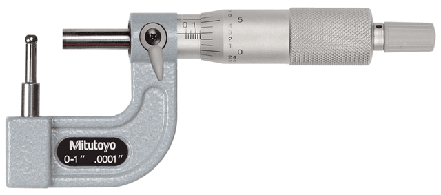 Image of tube micrometer cylindrical anvil flat spindle, 0-1" .