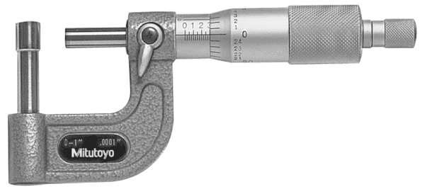 Image of tube micrometer cylindrical anvil flat spindle, 0-1" .