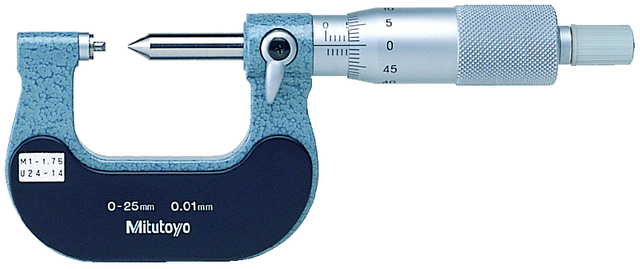 Image of screw thread micrometer 0-25mm,0,4-0,5mm/64-48tpi .