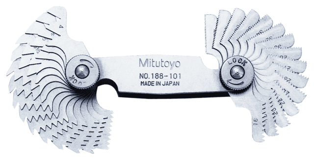 Image of pitch gauge whitworth screw 55¬∞, 4-42tpi, 30 leaves .