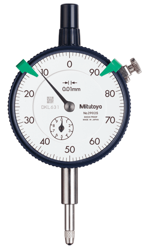 Image of dial indicator, flat back 10mm,0,01mm, reverse type .