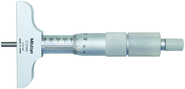 Image of depth micrometer, interchangeable rods 0-2", 4" base .