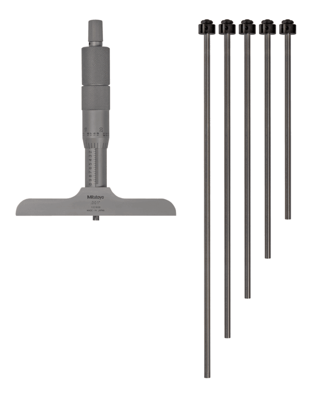 Image of depth micrometer, interchangeable rods 0-6", 4" base .
