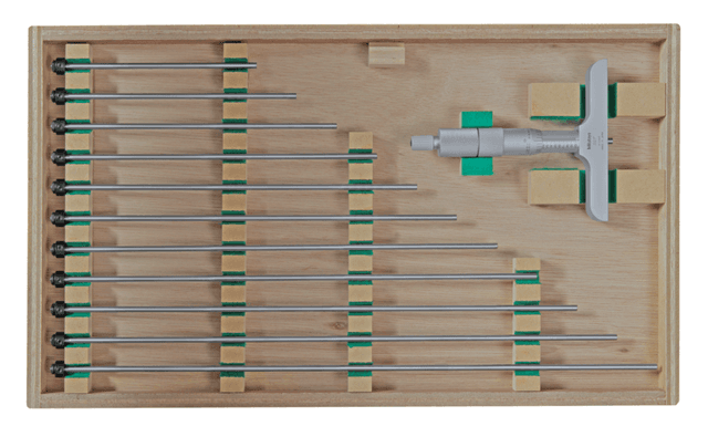 Image of depth micrometer, interchangeable rods 0-12", 4" base .