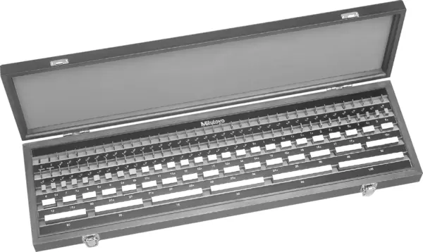 Image of gauge block set, metric, ins. cert., iso 122 blocks, grade 0, steel .