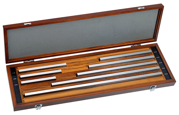 Image of gauge block set, metric, jcss cert., iso 8 blocks, grade 0, steel .