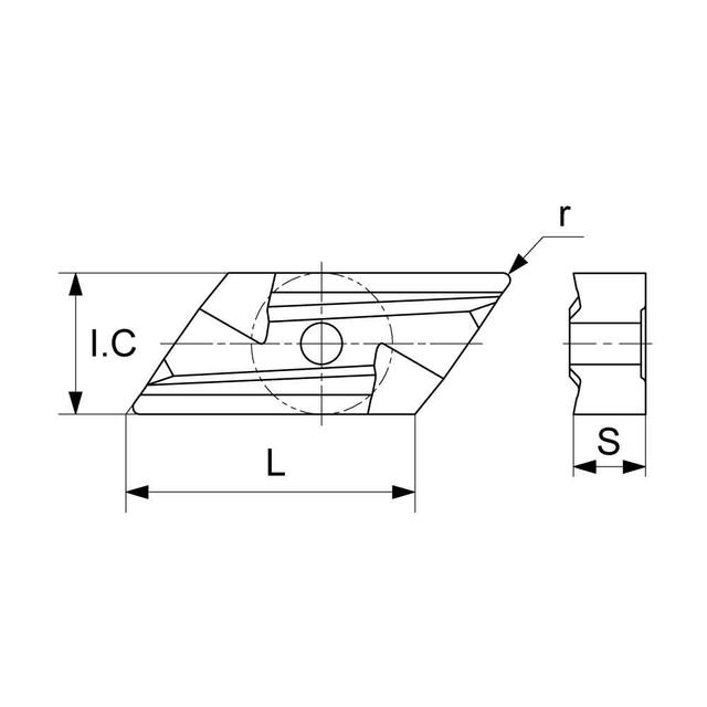KNUX Left Handed Negative Turning Insert (KA9000 Universal Grade) Technical Drawing